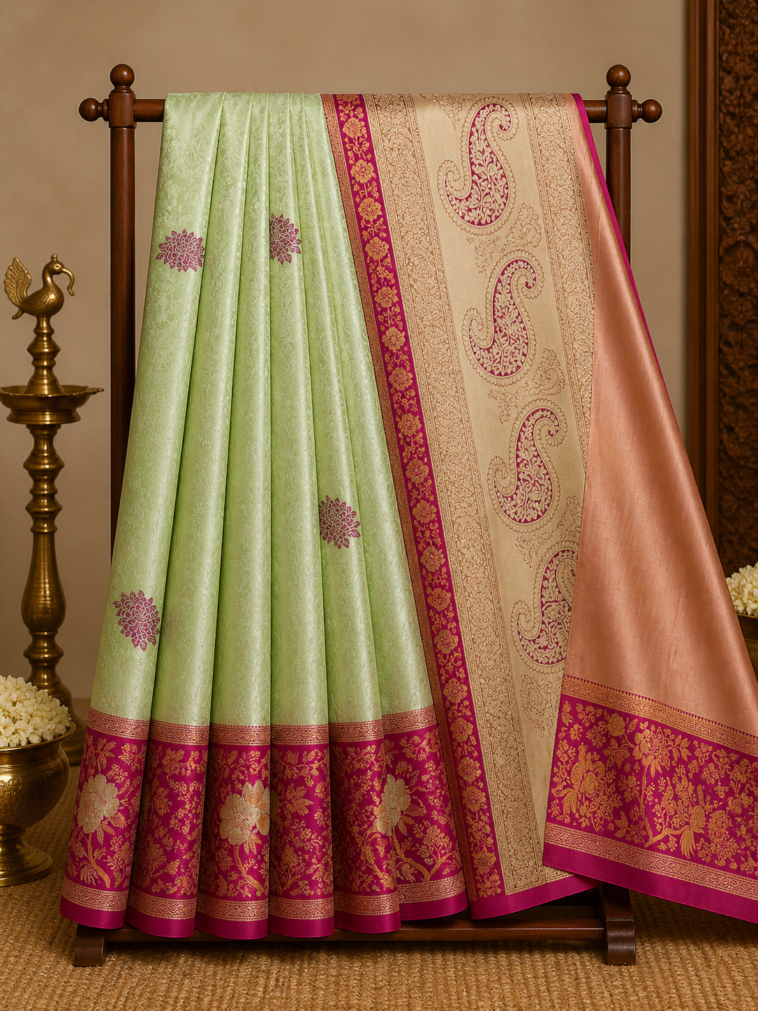 Semi Kanchipattu Meenakari Saree – Premium Quality Edition