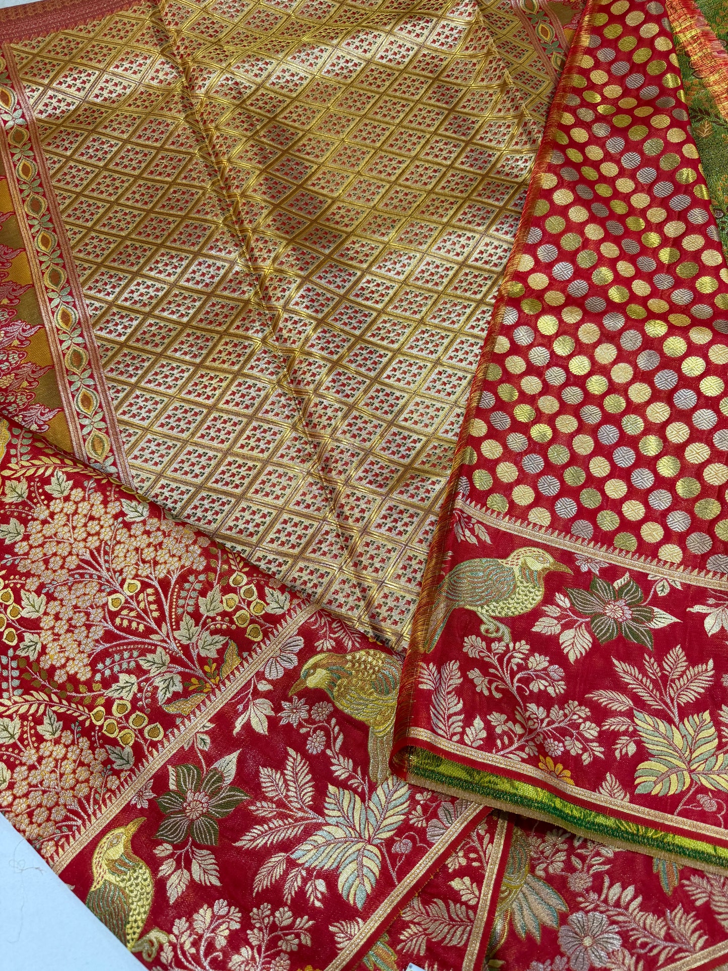 Self Tomato Red Pure Kanchipattu Saree with Gold Zari Meenakari Weaving & Parrot Motif Border | Silk Mark Certified
