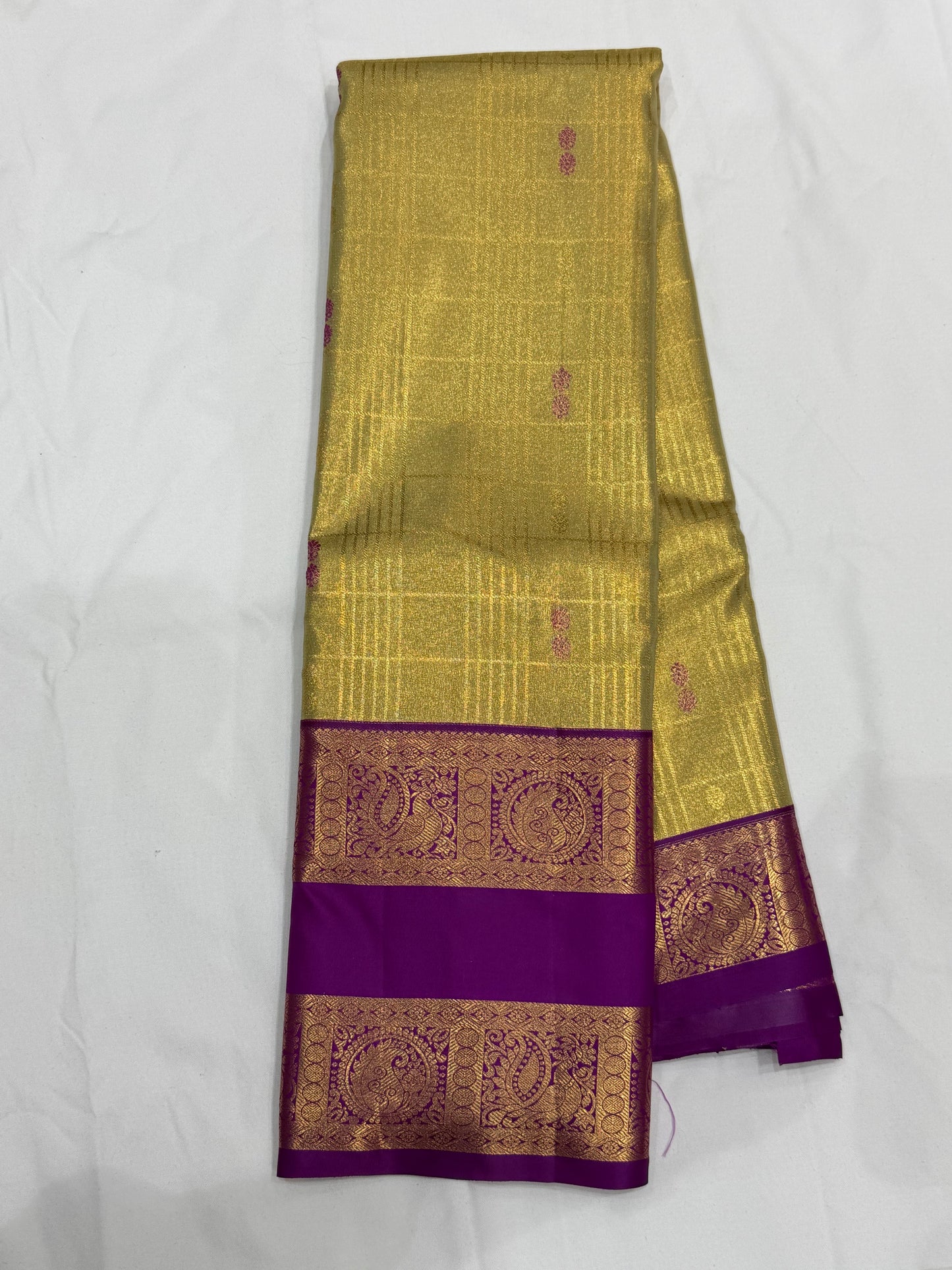 Semi Vintage Premium Quality Saree with Floral & Peacock Motifs | Elegant Gap Border Design