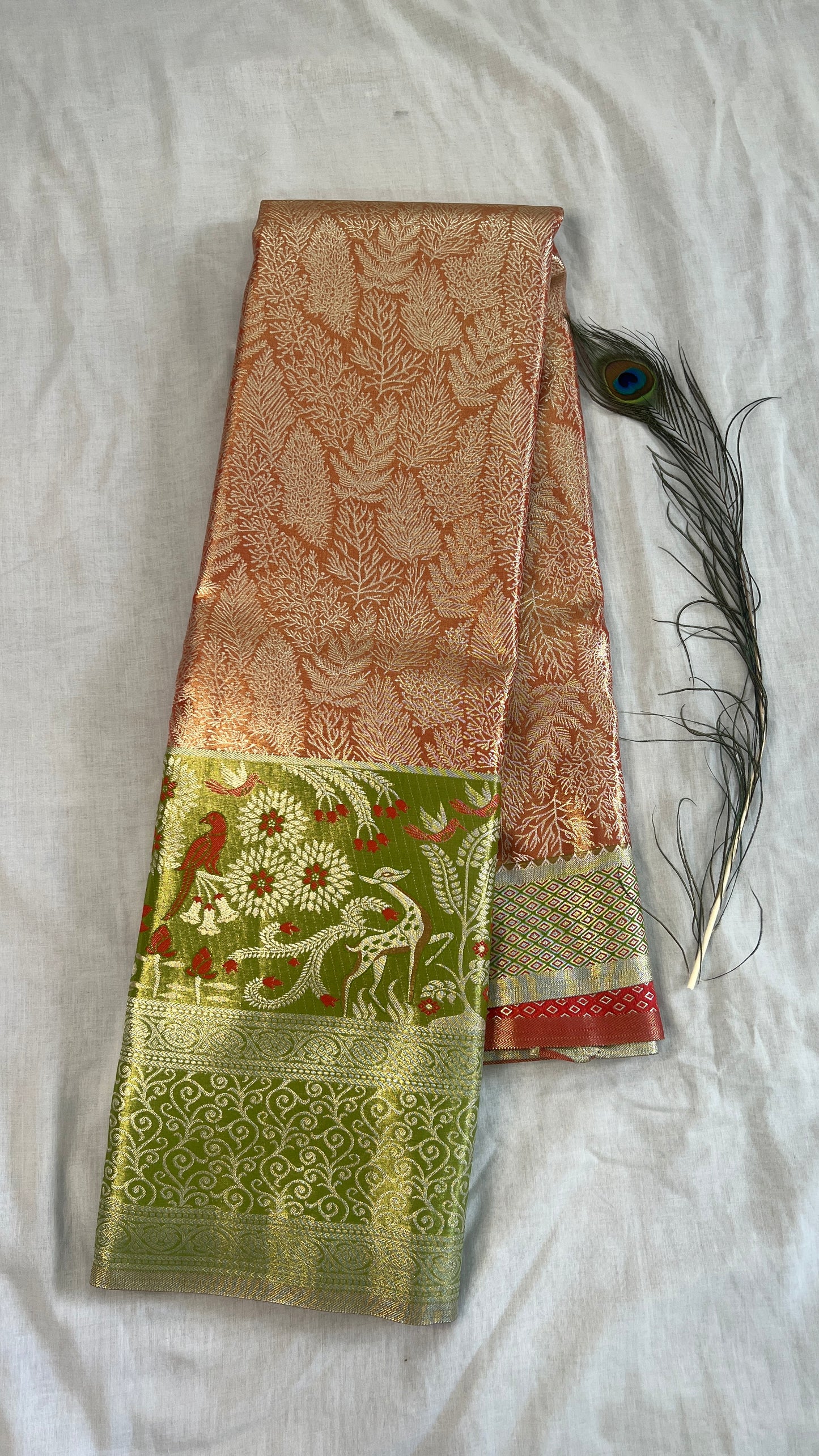 Semi Kanchipuram Silk Saree With Meenakari Border -Premium Traditional Elegance