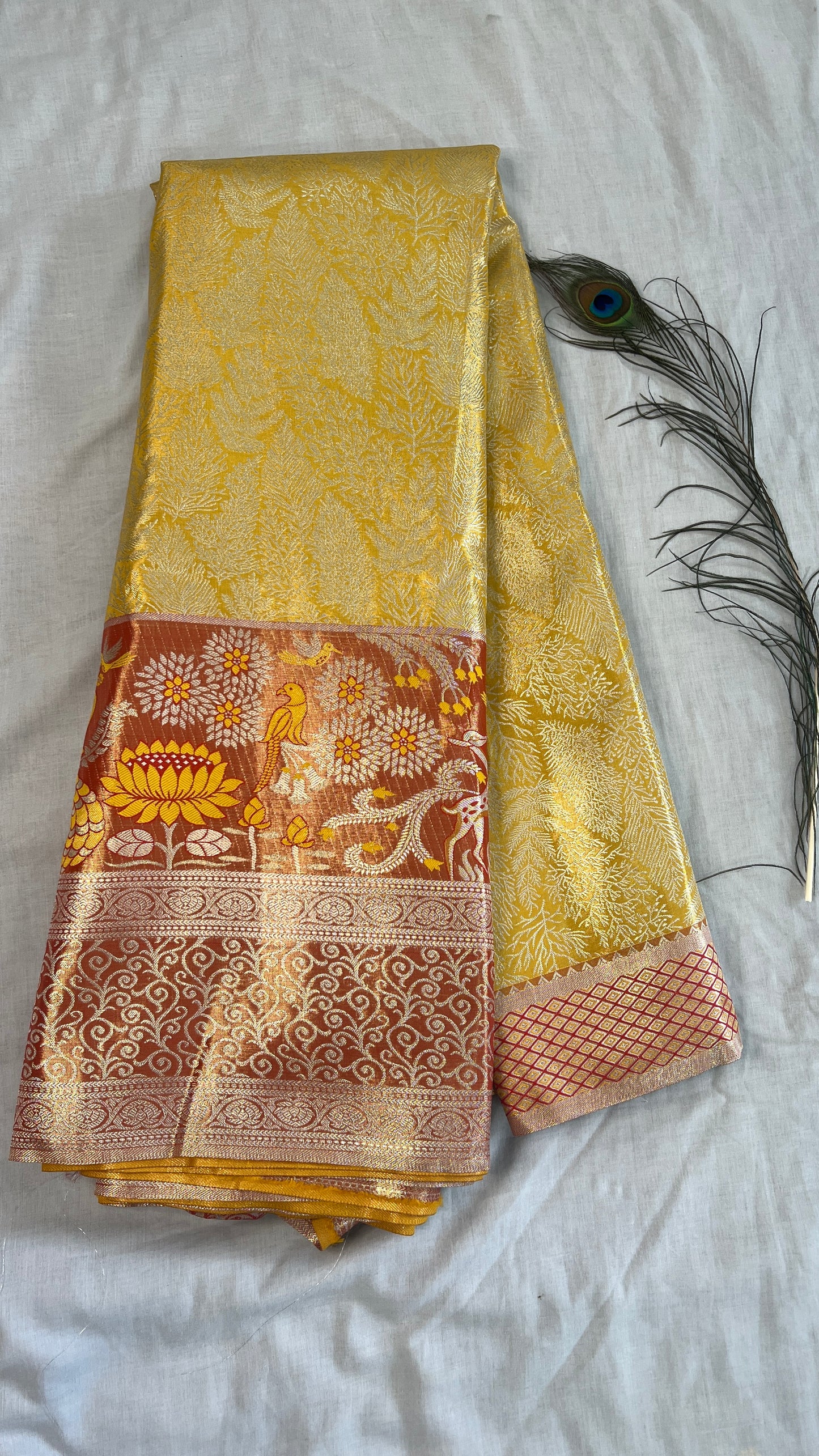 Semi Kanchipuram Silk Saree With Meenakari Border -Premium Traditional Elegance