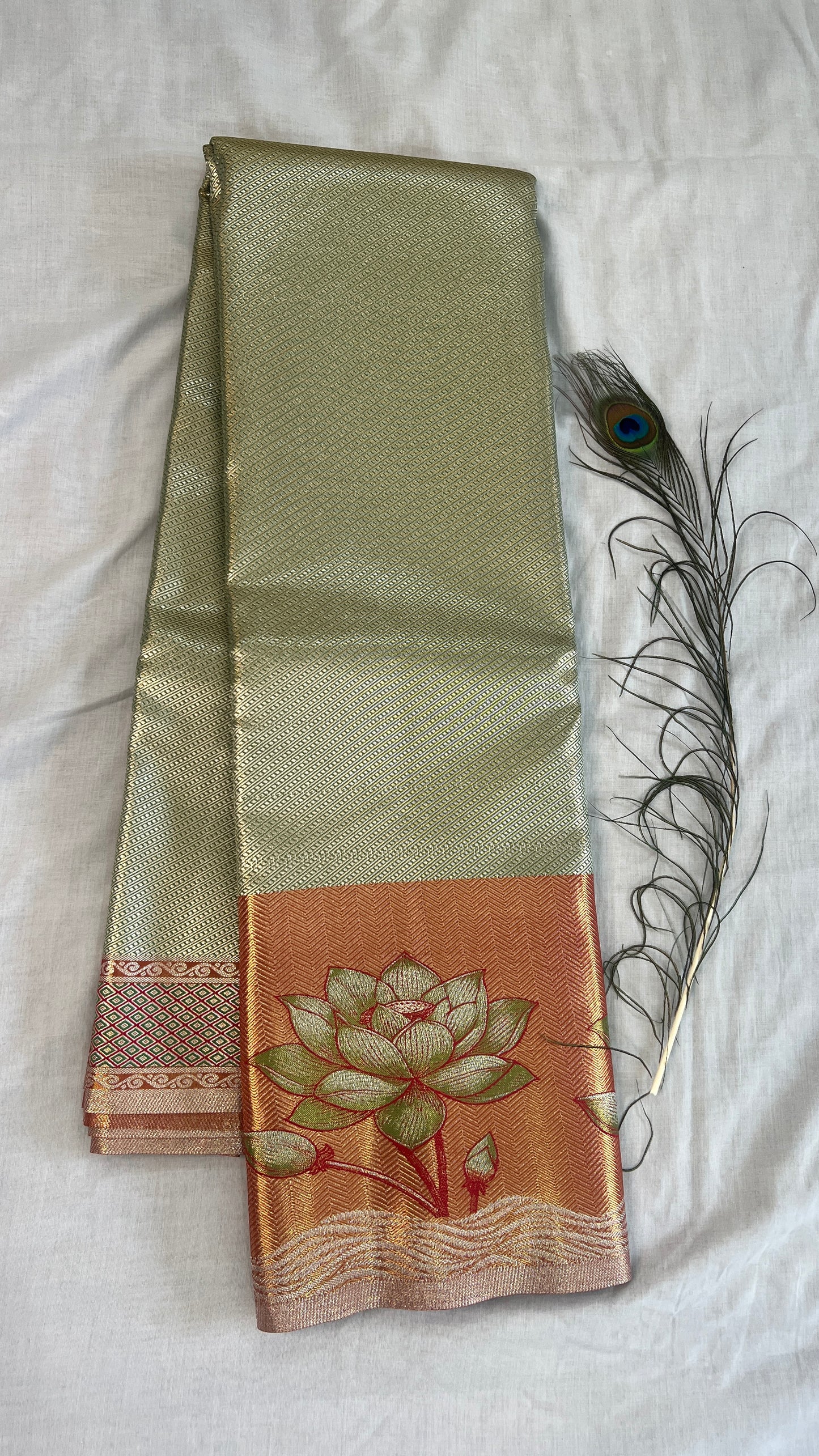 Semi Kanchipuram Silk Saree With Meenakari Border -Premium Traditional Elegance