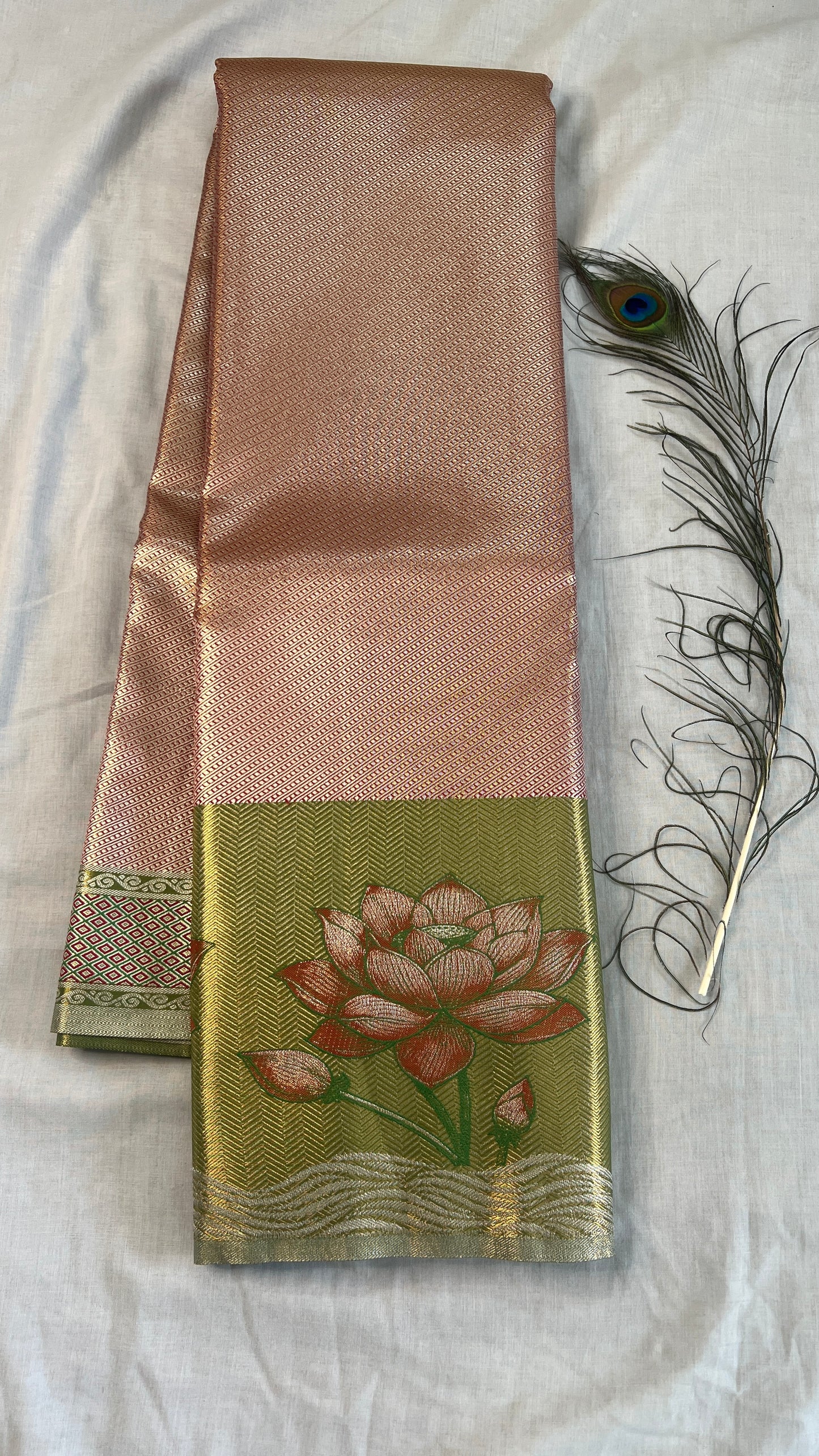 Semi Kanchipuram Silk Saree With Meenakari Border -Premium Traditional Elegance