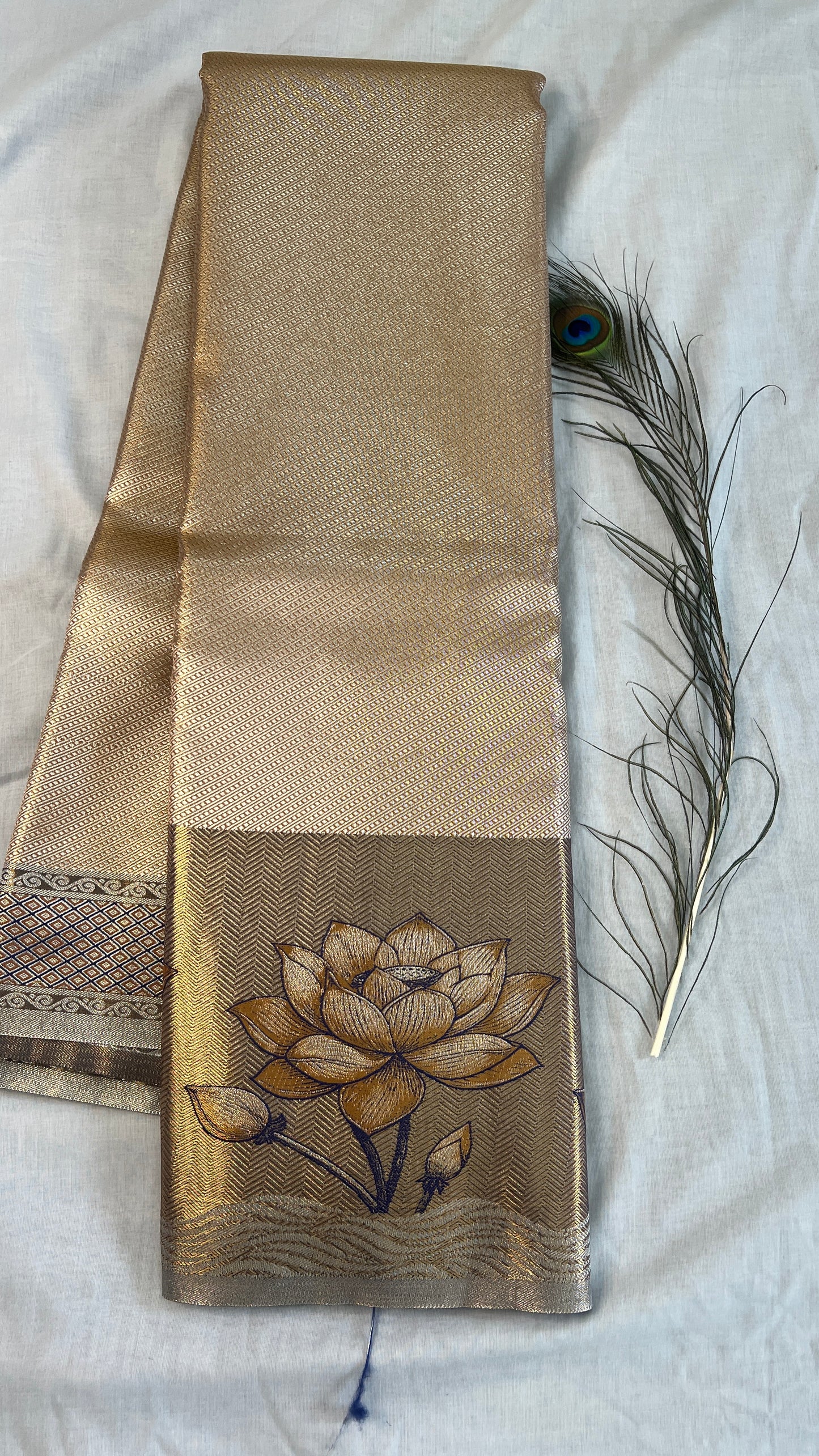 Semi Kanchipuram Silk Saree With Meenakari Border -Premium Traditional Elegance