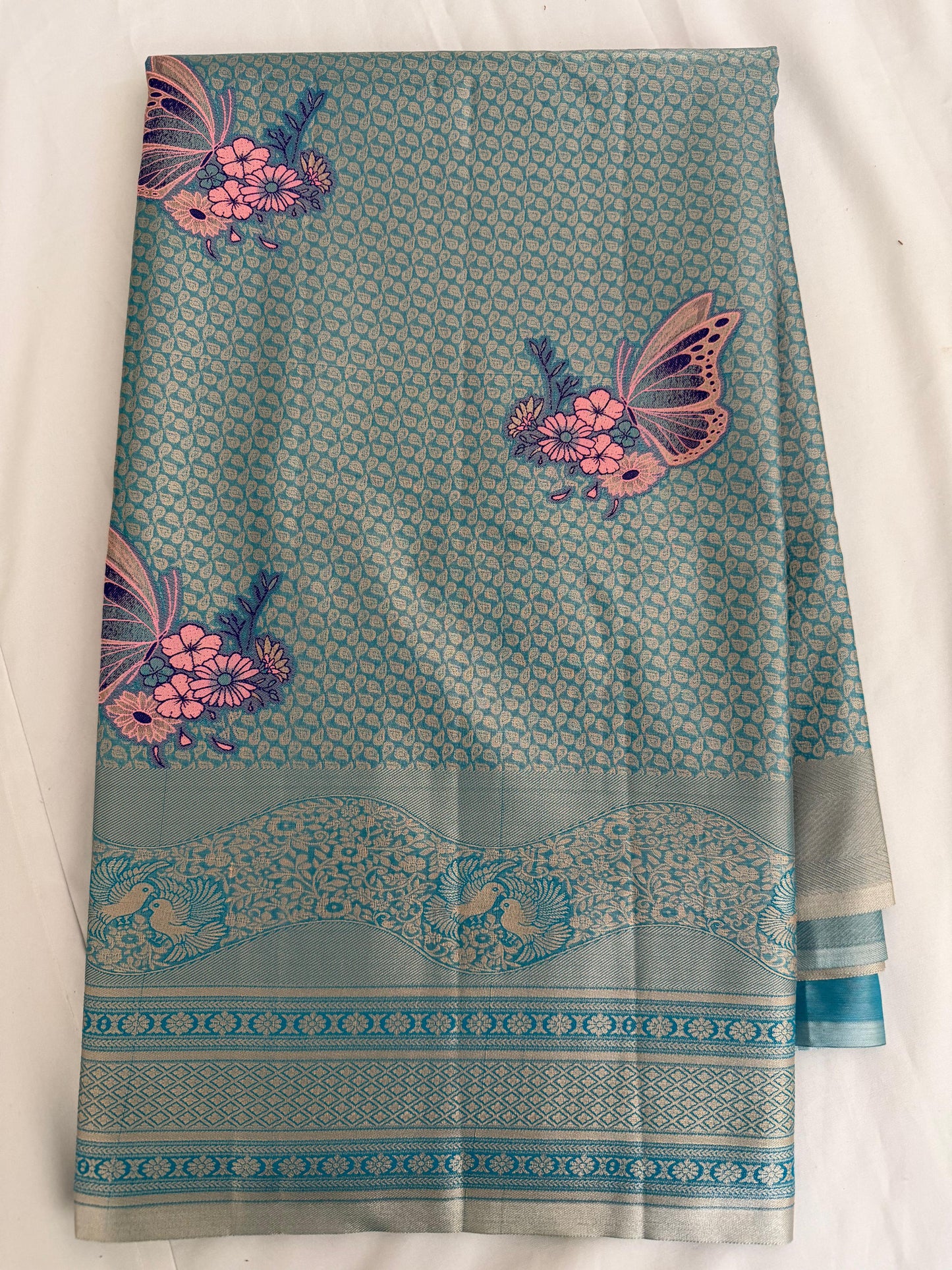 Meenakari Saree with Artistic Butterfly & Floral Weaves