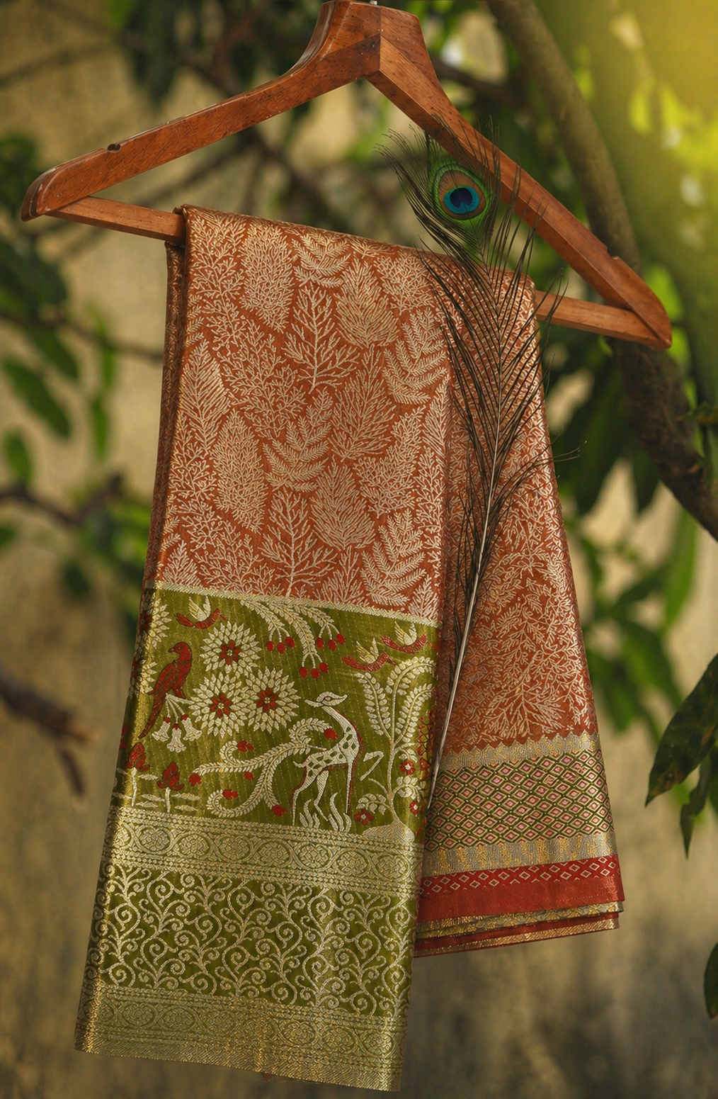 Semi Kanchipuram Silk Saree With Meenakari Border -Premium Traditional Elegance