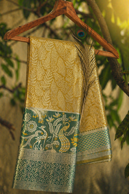 Semi Kanchipuram Silk Saree With Meenakari Border -Premium Traditional Elegance