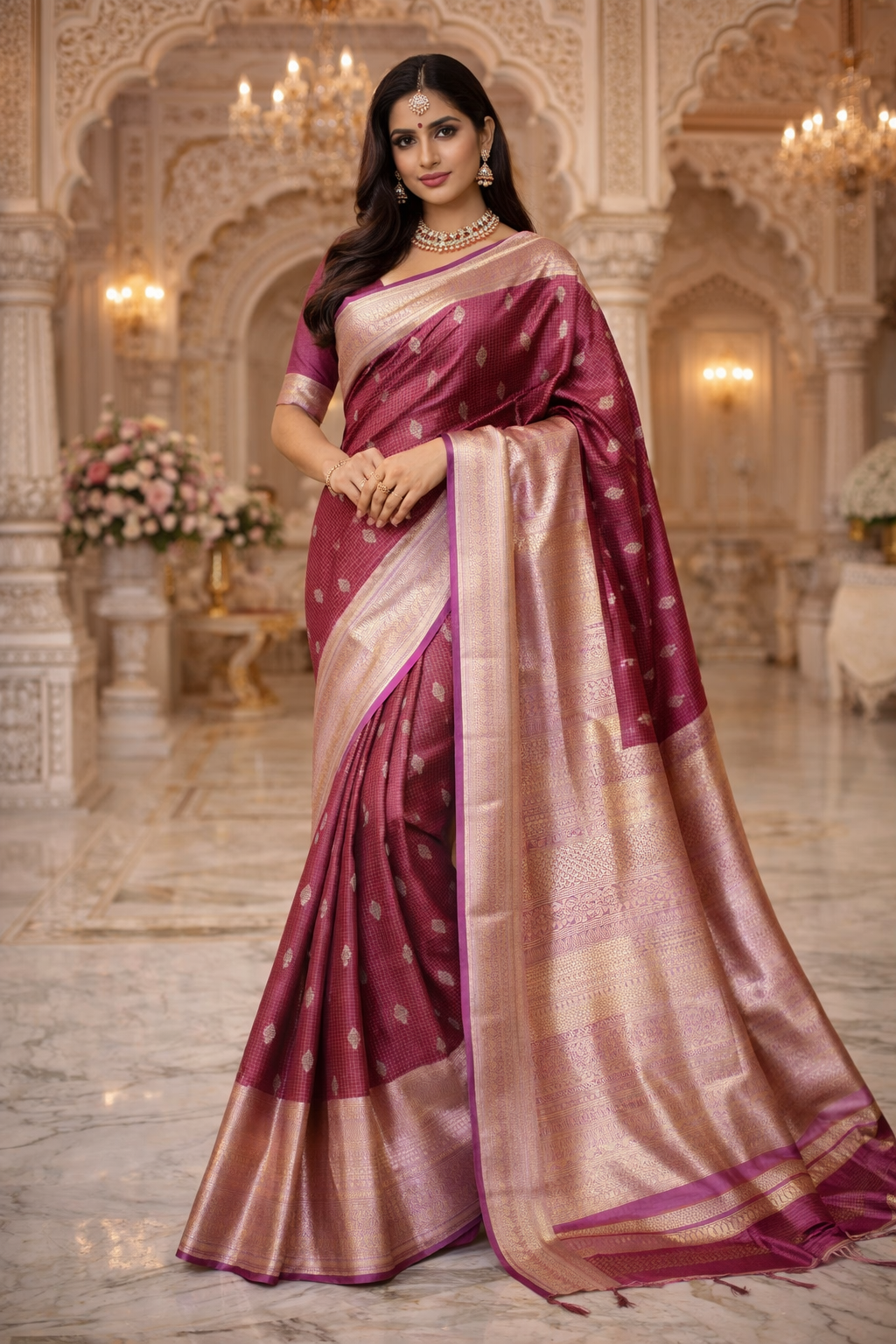 Royal Magenta  Style Silk Saree