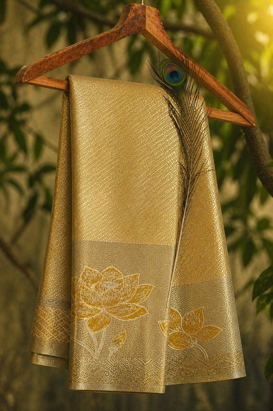 Semi Kanchipuram Silk Saree With Meenakari Border -Premium Traditional Elegance