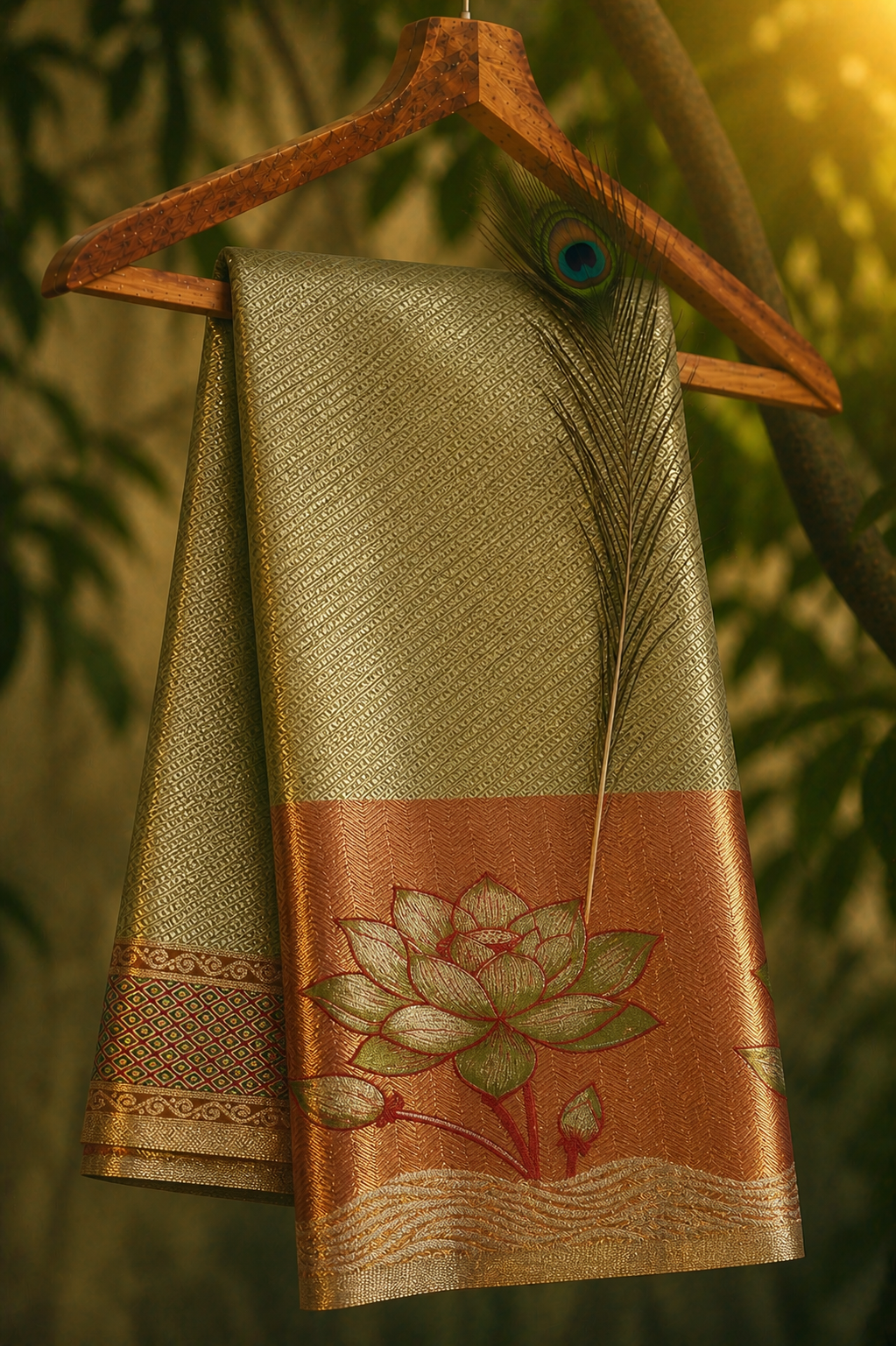 Semi Kanchipuram Silk Saree With Meenakari Border -Premium Traditional Elegance