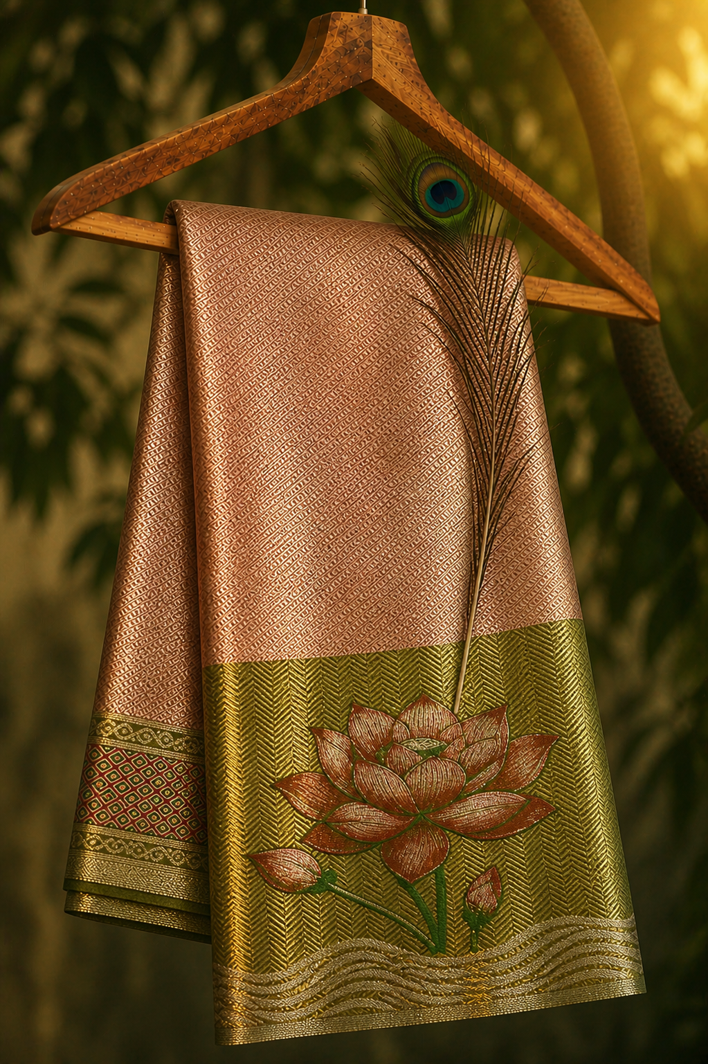Semi Kanchipuram Silk Saree With Meenakari Border -Premium Traditional Elegance