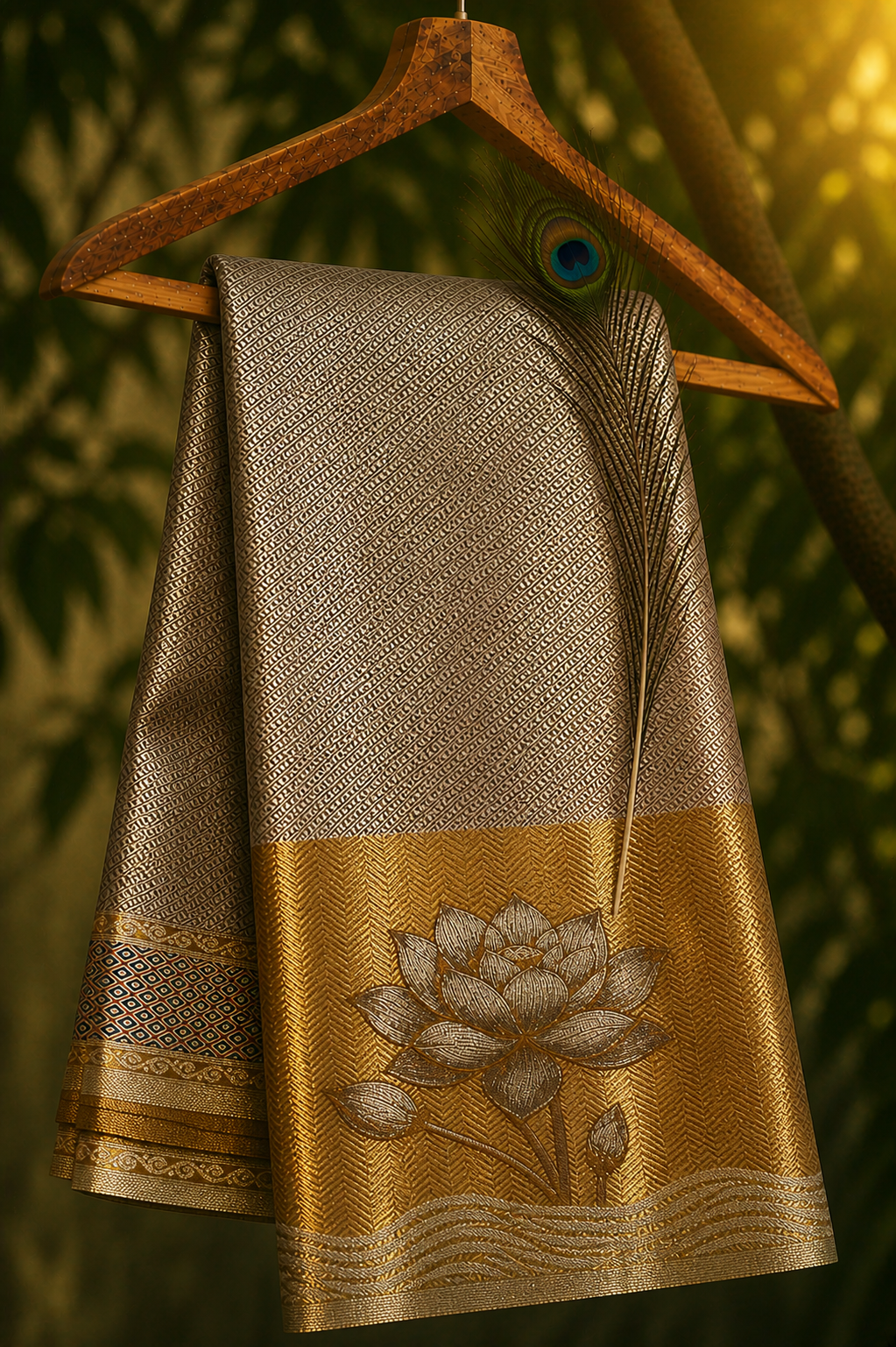 Semi Kanchipuram Silk Saree With Meenakari Border -Premium Traditional Elegance