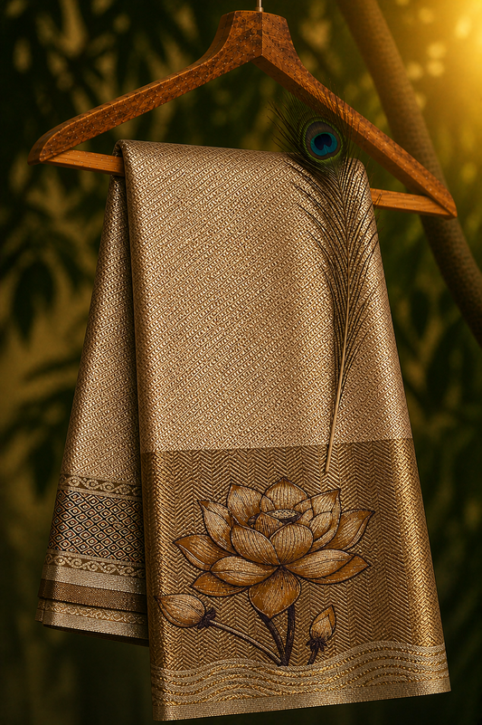 Semi Kanchipuram Silk Saree With Meenakari Border -Premium Traditional Elegance