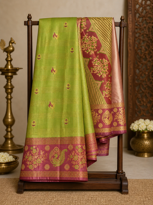 Semi Kanchipattu Meenakari Saree – Premium Quality Edition