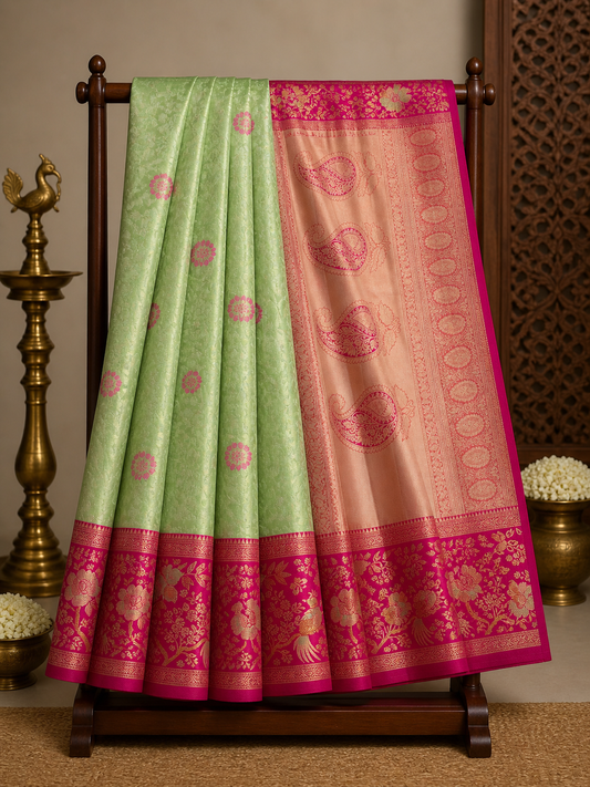 Semi Kanchipattu Meenakari Saree – Premium Quality Edition