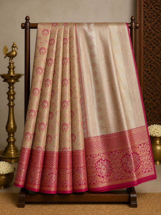 Semi Kanchipattu Meenakari Saree – Premium Quality Edition