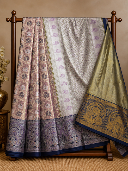 Semi Kanchipattu Meenakari Saree – Premium Quality Edition