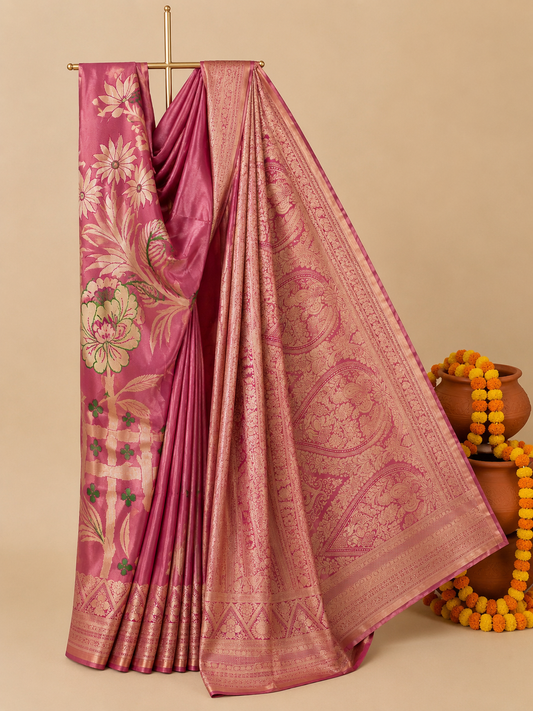 Meenakari Kanjivaram Fusion Saree with Statement Borders