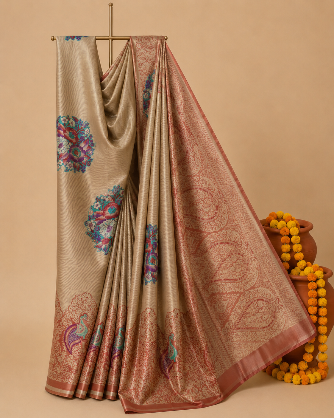 Silk Meenakari Saree with Regal Zari Weave