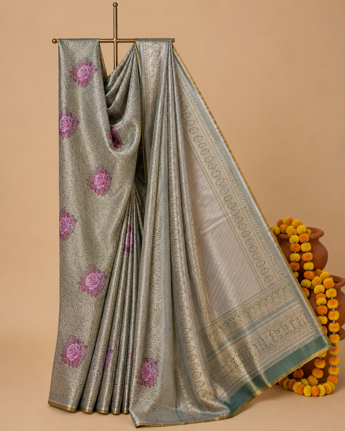 Silk Meenakari Saree with Regal Zari Weave