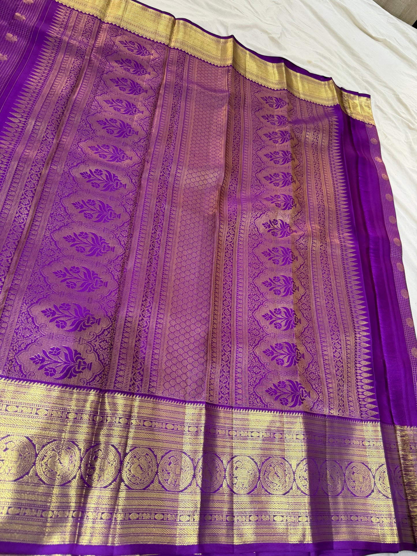 Purple Vintage Pure Kanchipattu Saree with Self Kanchi Border