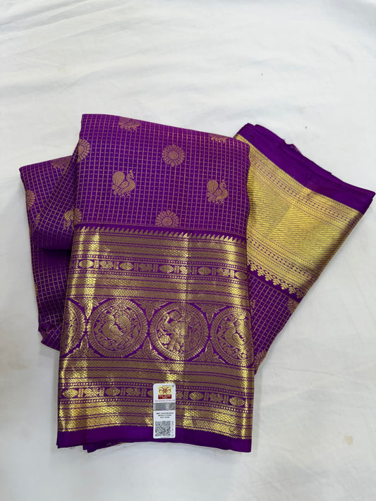 Purple Vintage Pure Kanchipattu Saree with Self Kanchi Border