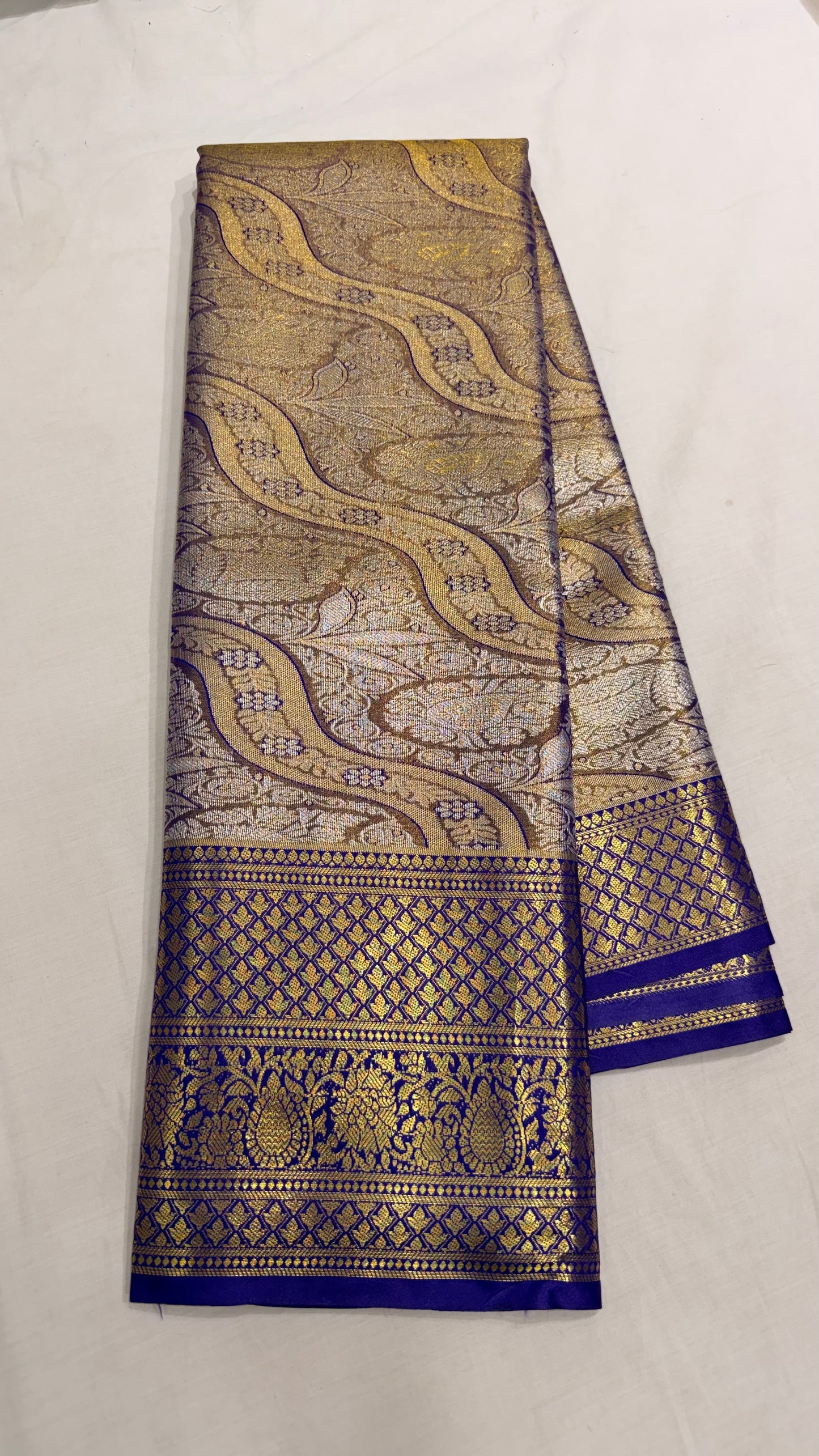 Brown silver Semi Kanchipattu sarees with traditional  border