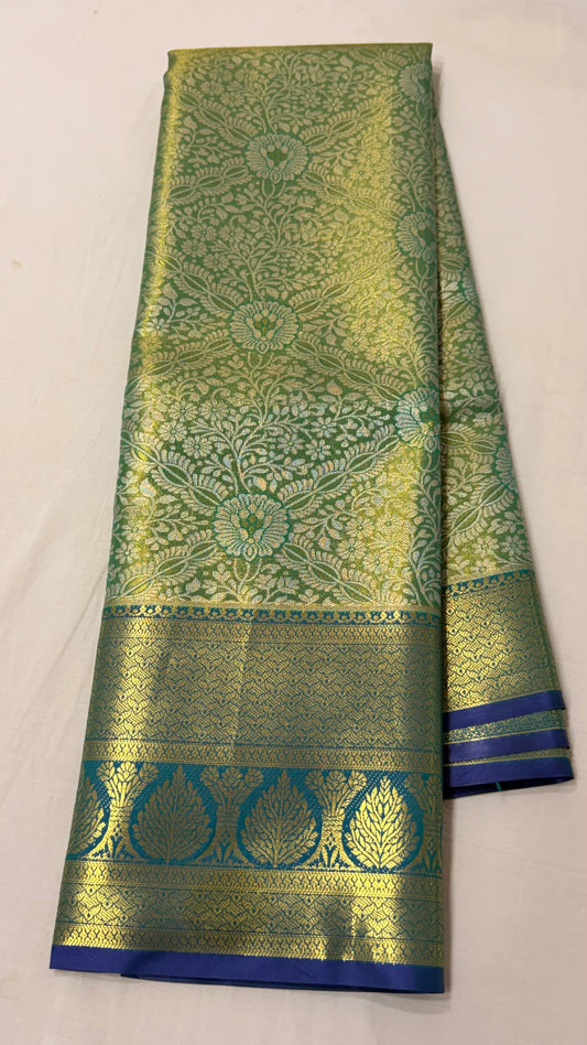 Green semi Kanchipattu saree