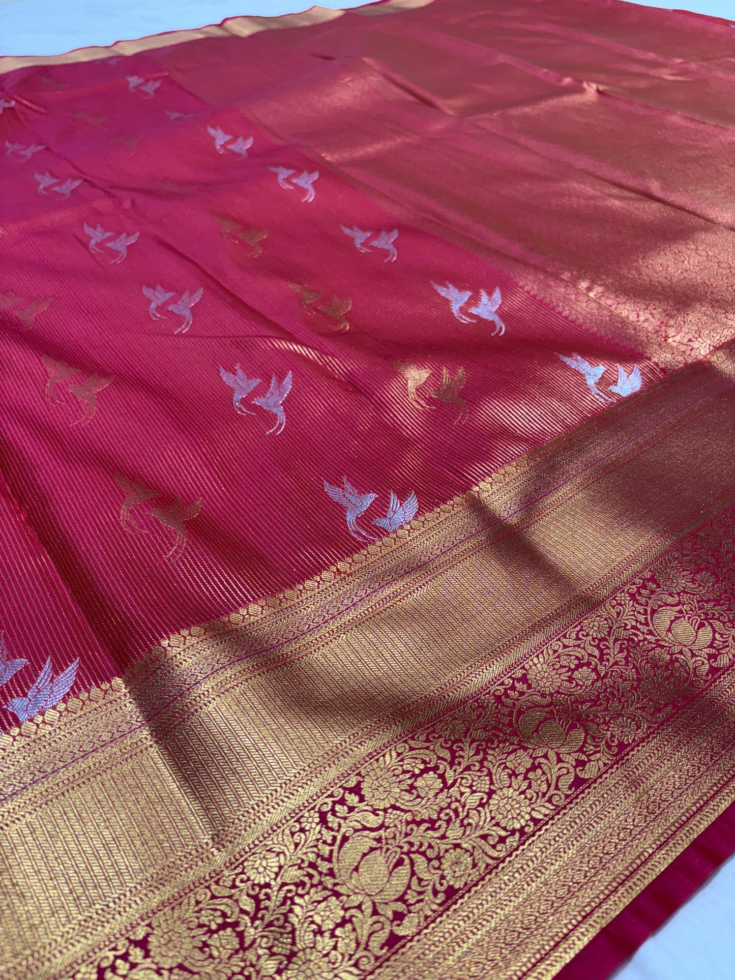 Elegant Red & Gold Designer Silk Saree