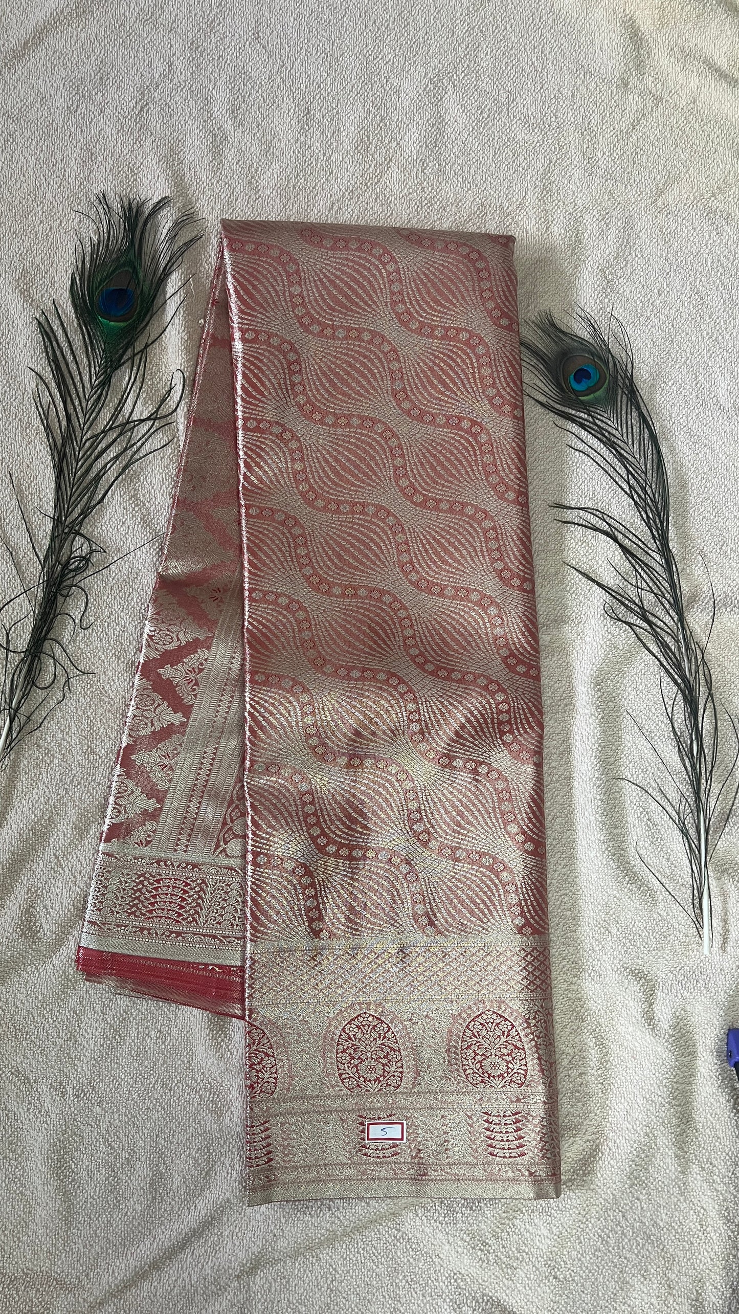Pastel Blush pink  and silver Semi Kanchipattu silk sarees with self traditional border