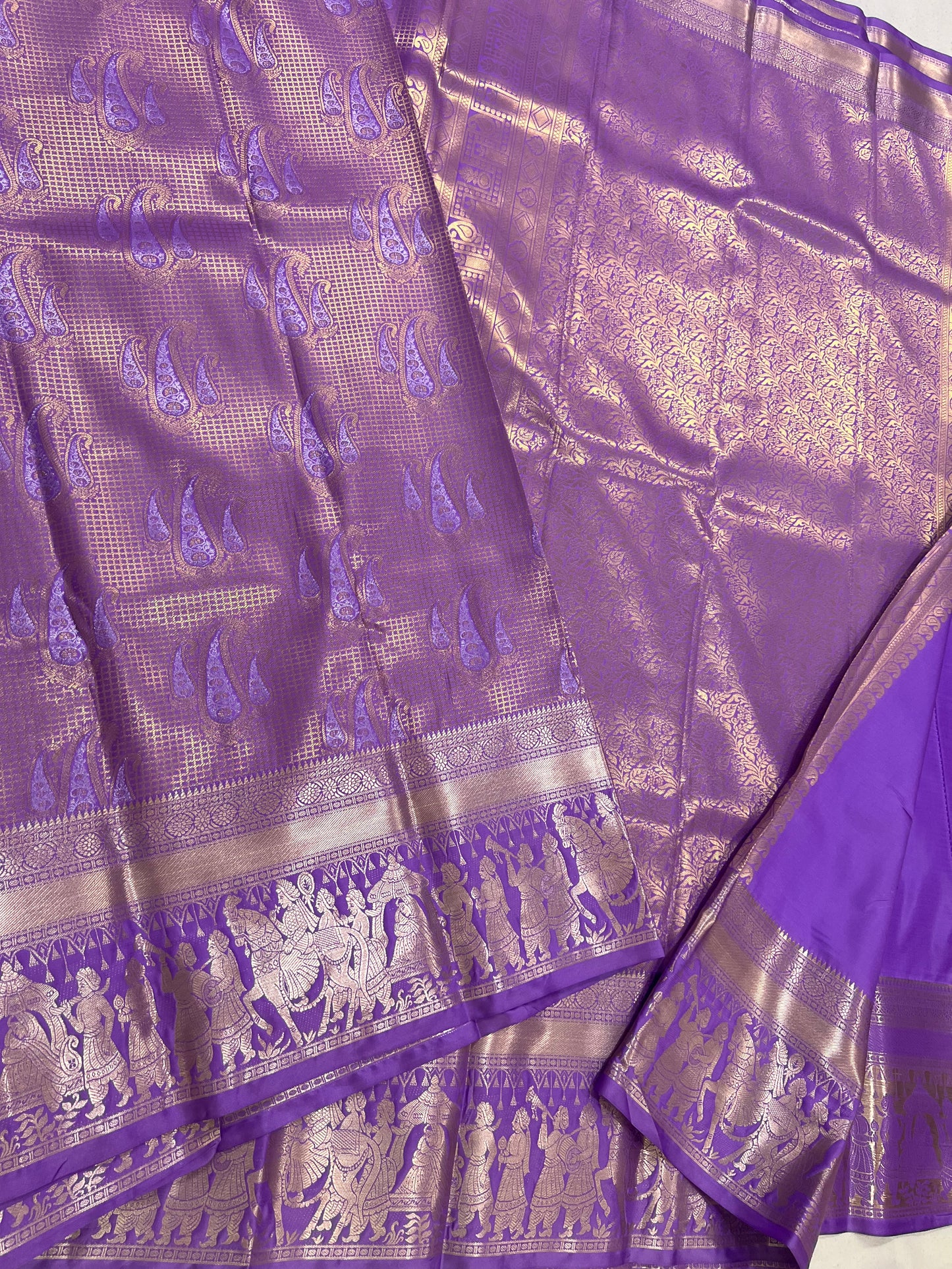Rich Lavender Semi Kanchipattu Saree