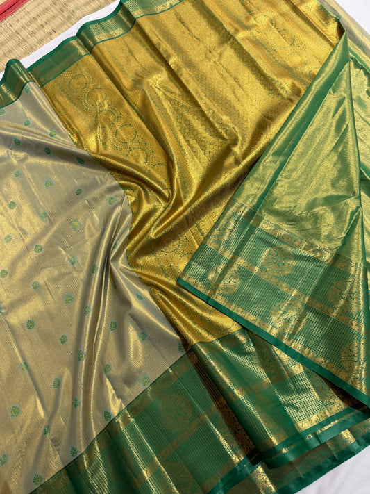 Semi Vintage Premium Quality Saree with Floral & Peacock Motifs | Elegant Gap Border Design