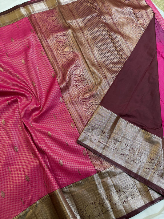 Semi Vintage Premium Quality Saree with Floral & Peacock Motifs | Elegant Gap Border Design
