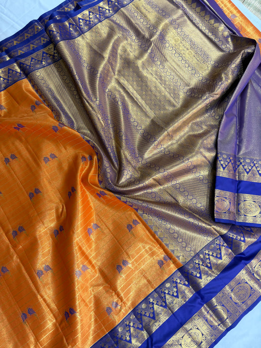 Semi Vintage Premium Quality Saree with Floral & Peacock Motifs | Elegant Gap Border Design