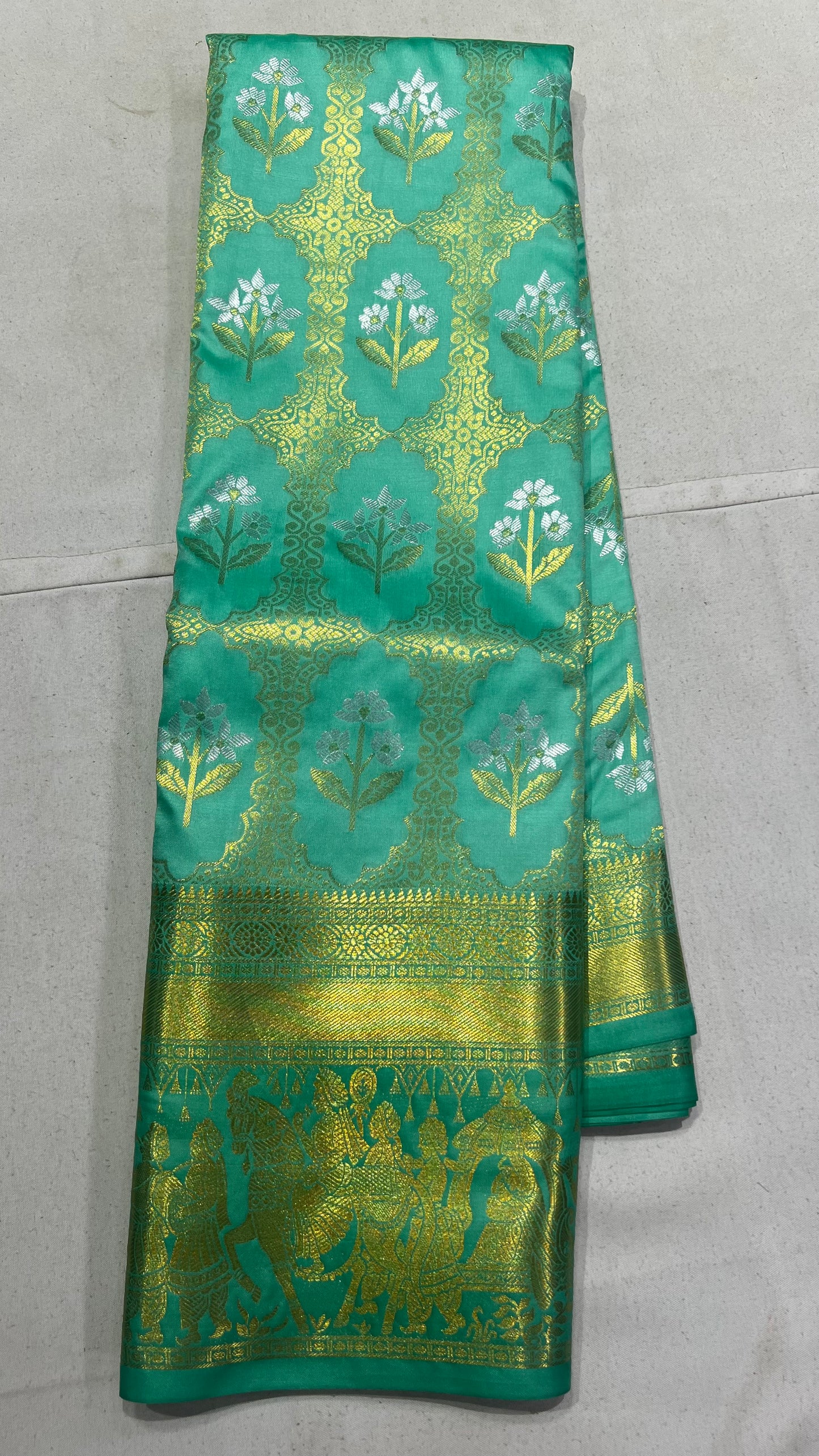 Sea Green Semi Kanchipattu Saree
