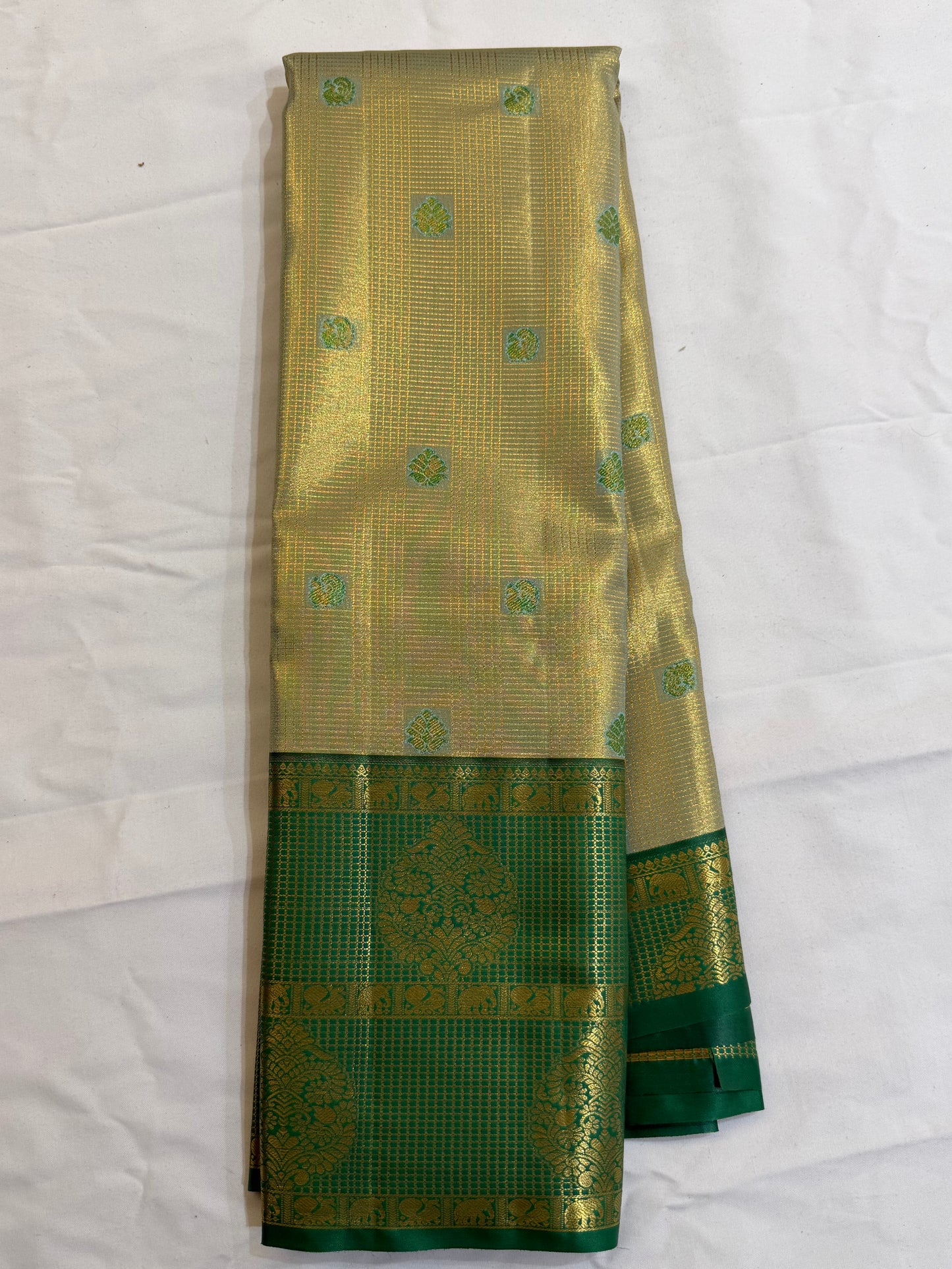 Semi Vintage Premium Quality Saree with Floral & Peacock Motifs | Elegant Gap Border Design