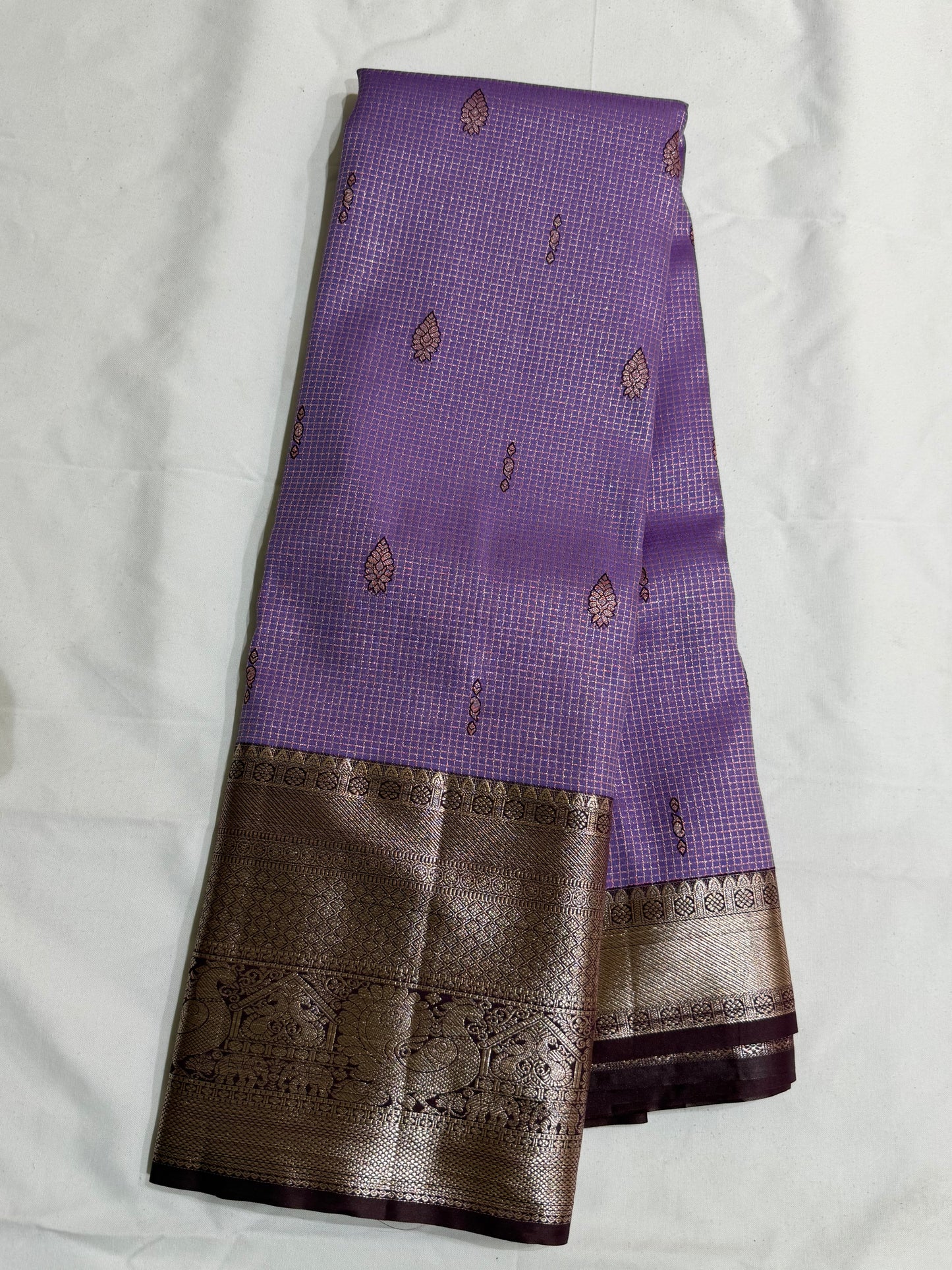 Semi Vintage Premium Quality Saree with Floral & Peacock Motifs | Elegant Gap Border Design