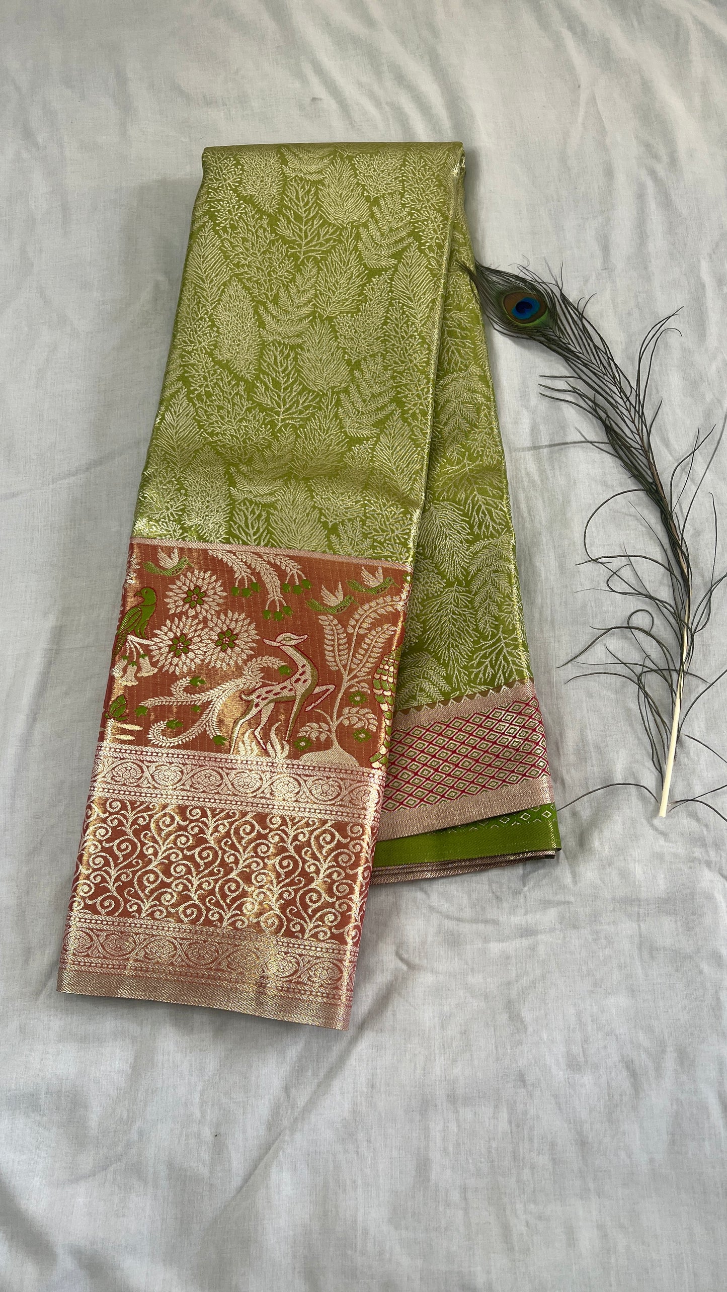 Semi Kanchipuram Silk Saree With Meenakari Border -Premium Traditional Elegance