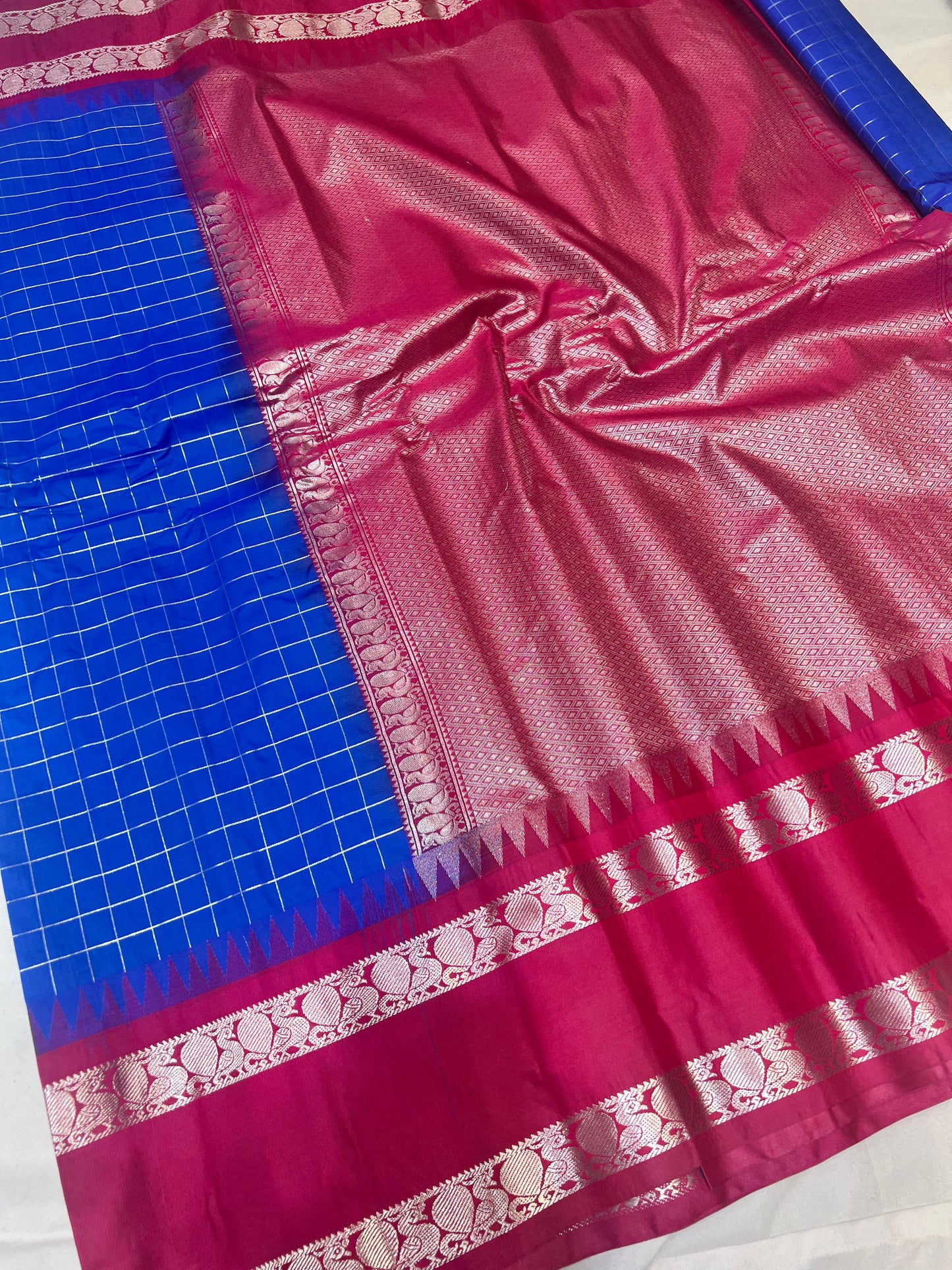 Royal Blue Vintage Semi Gadwal Pattu Saree