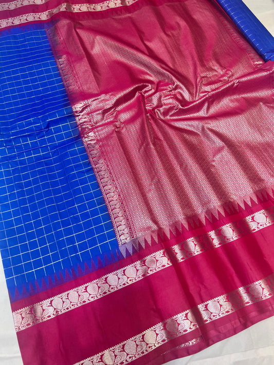 Royal Blue Vintage Semi Gadwal Pattu Saree