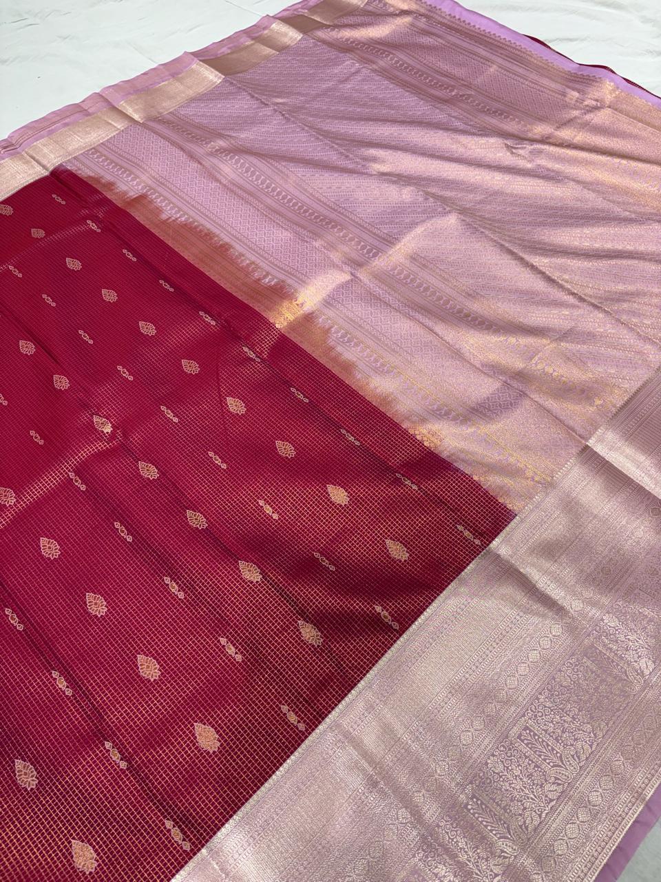 Royal Crimson Zari Weave Vintage Silk Saree