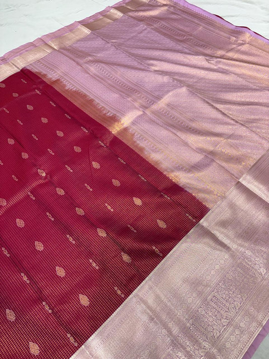Royal Crimson Zari Weave Vintage Silk Saree