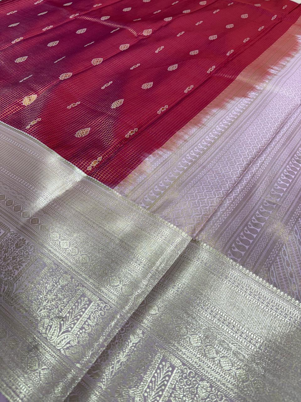 Royal Crimson Zari Weave Vintage Silk Saree