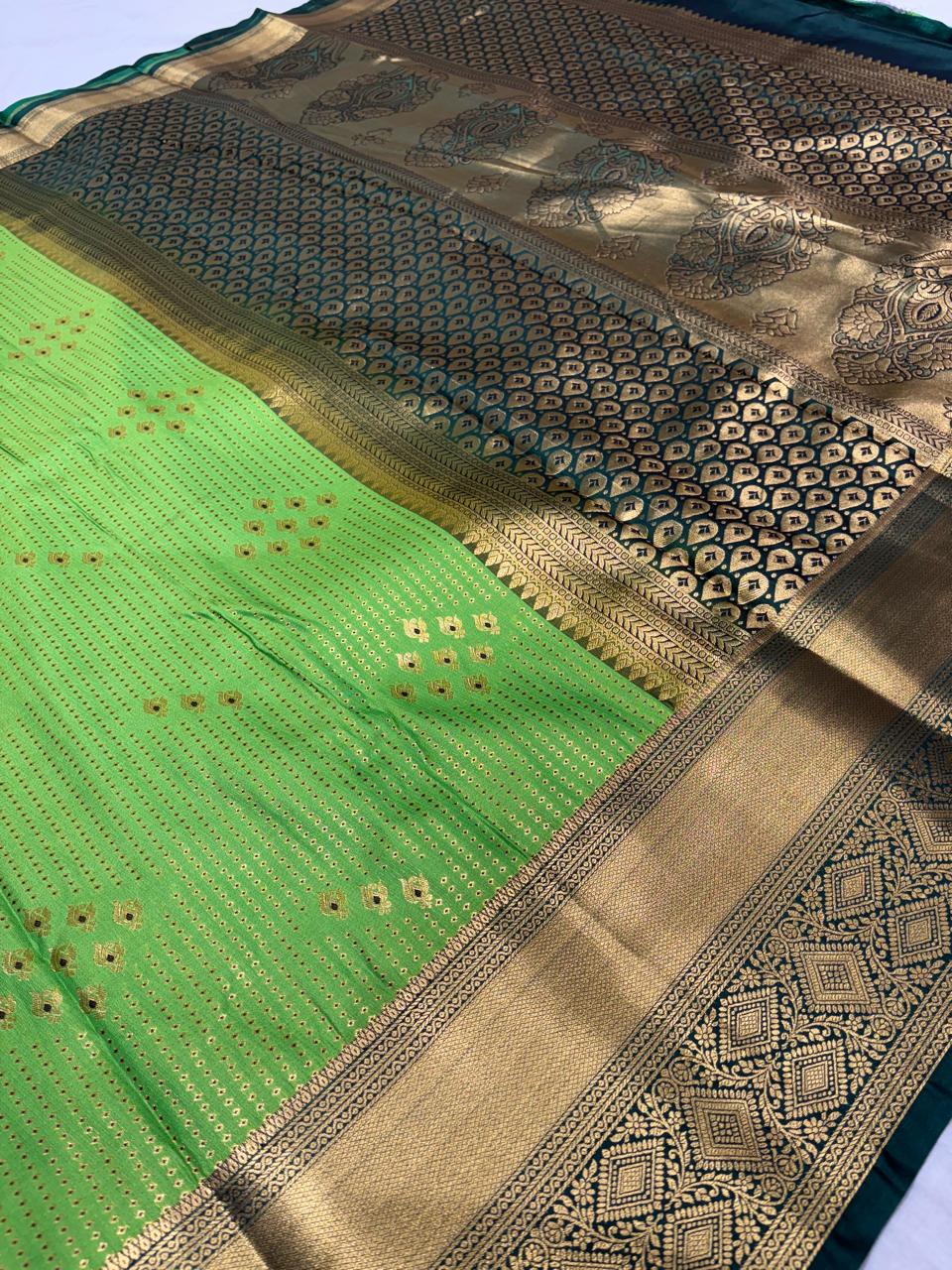 Royal Green Semi Kanchipattu Vintage Saree