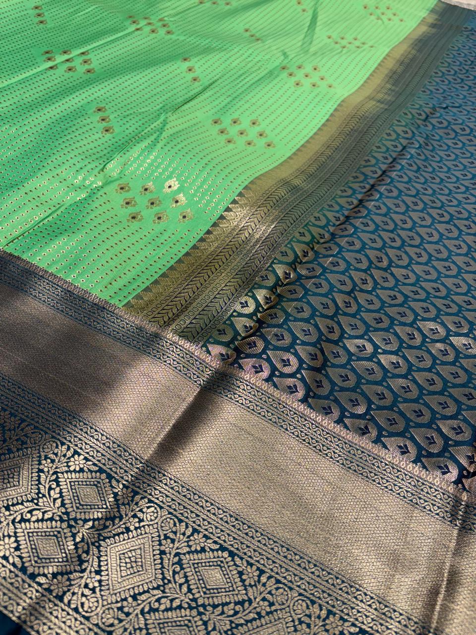 Royal Green Semi Kanchipattu Vintage Saree