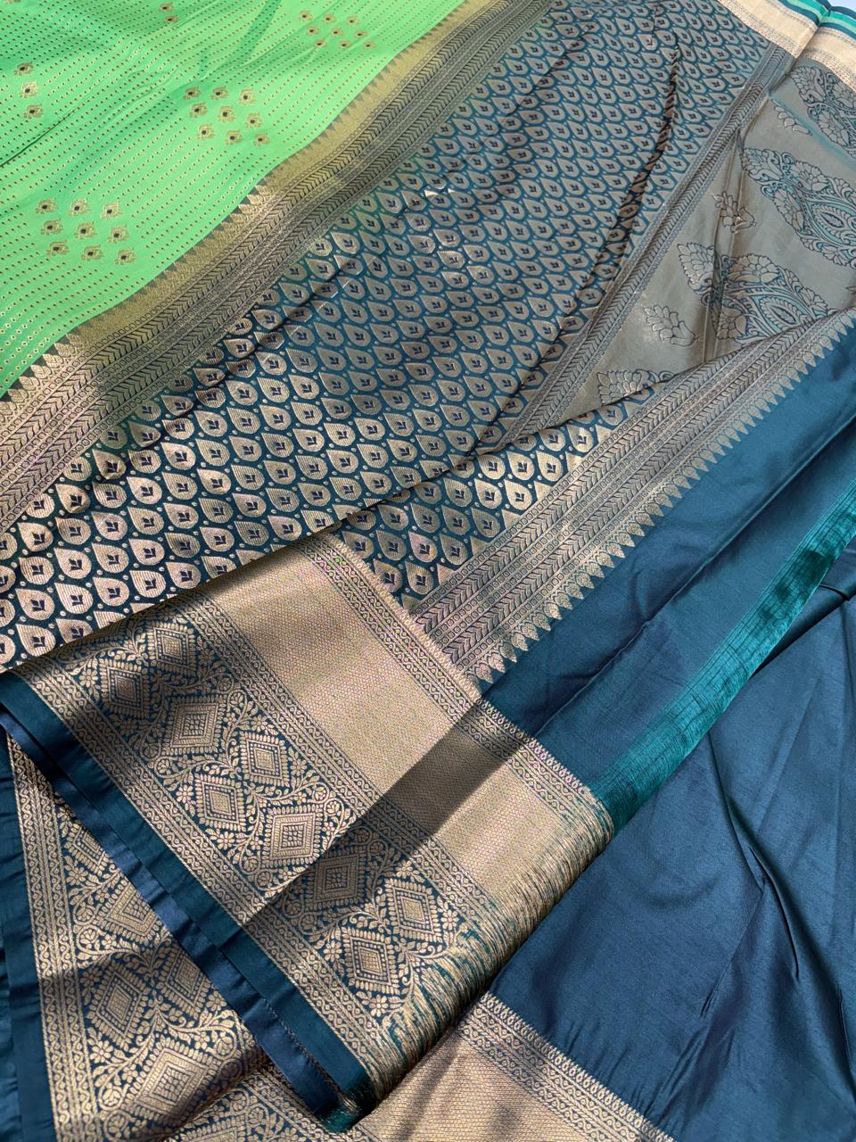 Royal Green Semi Kanchipattu Vintage Saree