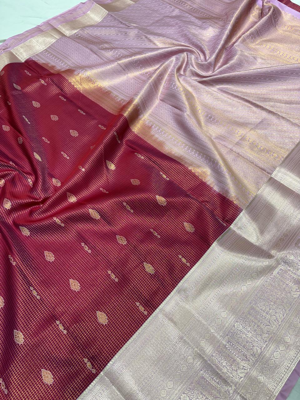 Royal Crimson Zari Weave Vintage Silk Saree