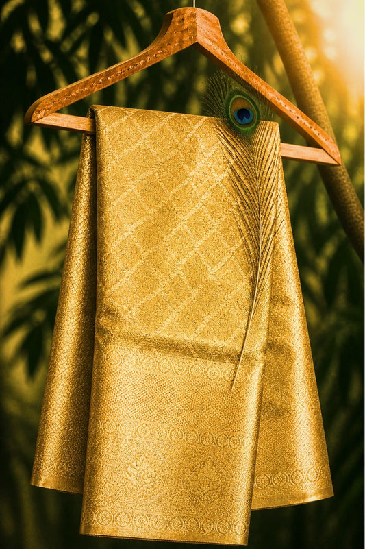 High-quality gold zari semi-Kanchipattu sarees