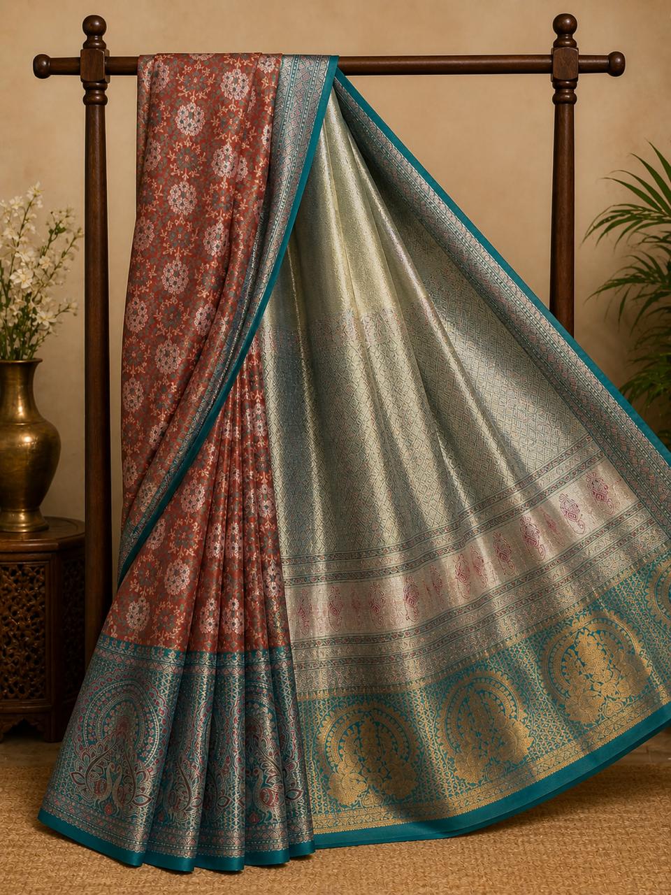 Semi Kanchipattu Meenakari Saree – Premium Quality Edition