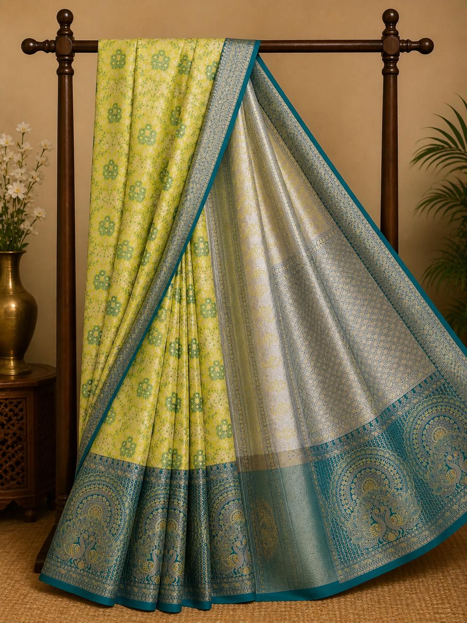 Semi Kanchipattu Meenakari Saree – Premium Quality Edition
